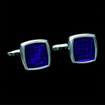 Exclusive Cufflinks + Gift Box // Silver + Blue Squares