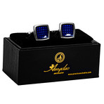 Exclusive Cufflinks + Gift Box // Silver + Blue Squares