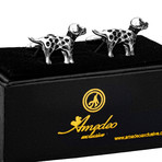 Exclusive Cufflinks + Gift Box // Silver Dalmatian Dogs
