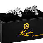 Exclusive Cufflinks + Gift Box // Silver Guns
