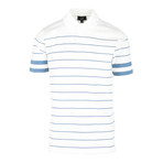 Breton Stripe Short Sleeve Polo Shirt // Slate Gray (S)
