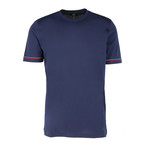 Sleeve Placement Stripe T-Shirt // Navy (L)