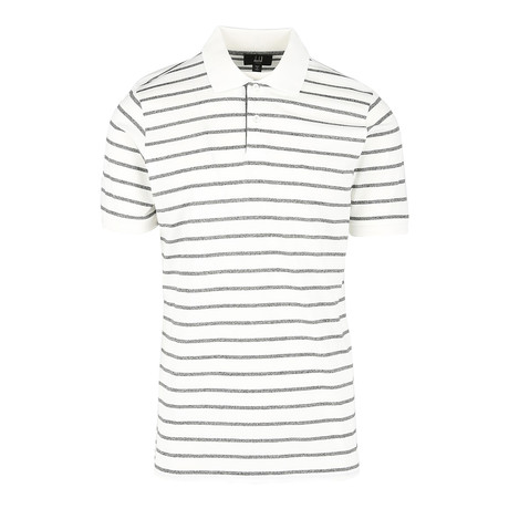 Mouline Stripe Polo Shirt // White (XS)
