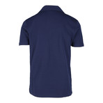 Open Collar Cotton + Silk Polo Shirt // Navy (XS)