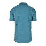 Textured Stripe Polo Shirt // Teal (M)