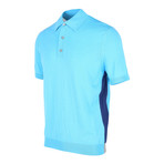 Color Block Short Sleeve Polo Shirt // Bright Blue (XS)