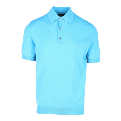 Color Block Short Sleeve Polo Shirt // Bright Blue (XS)