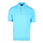 Color Block Short Sleeve Polo Shirt // Bright Blue (XL)