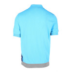 Color Block Short Sleeve Polo Shirt // Bright Blue (S)