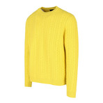 Cable Crew Neck Sweater // Lemon (L)