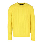 Cable Crew Neck Sweater // Lemon (L)