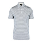 Pique Stripe Short Sleeve Polo Shirt // Navy (L)