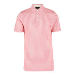 Pique Stripe Short Sleeve Polo Shirt // Coral (3XL)
