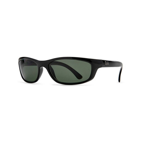 Unisex Predator Rectangular Polarized Sunglasses // Black + Green