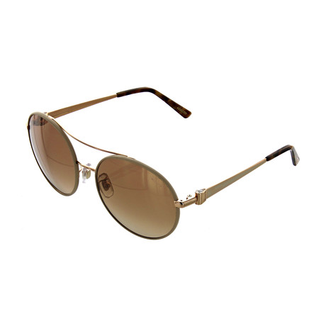 Unisex Round 2AMG Sunglasses // White Leather + Gold