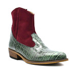Crocodile Boot // Green + Burgundy (Euro: 38)