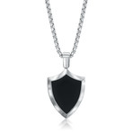 Crest Dog Tag Necklace // Silver + Black