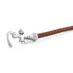 Leather + Steel Screw Clasp Bracelet // Brown + Silver (S)