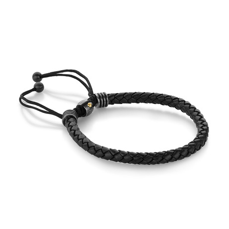 Stainless Steel + Leather Bracelet // 5.5mm // Black