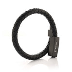 Matte Stainless Steel + Leather Bracelet // Black (S)