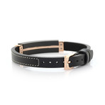 Stainless Steel + Leather Bracelet // Black + Rose Gold Plated