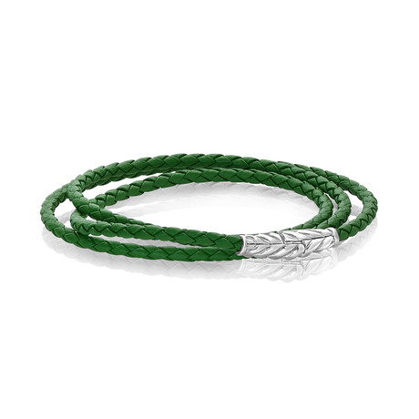 Wrap Bracelet // Green + Silver (S)