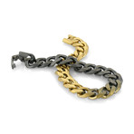 Stainless Steel Cuban Link Color Gradient Bracelet // 9mm // Black + Gold