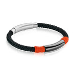 Stainless Steel Bracelet // Black + Orange (M)