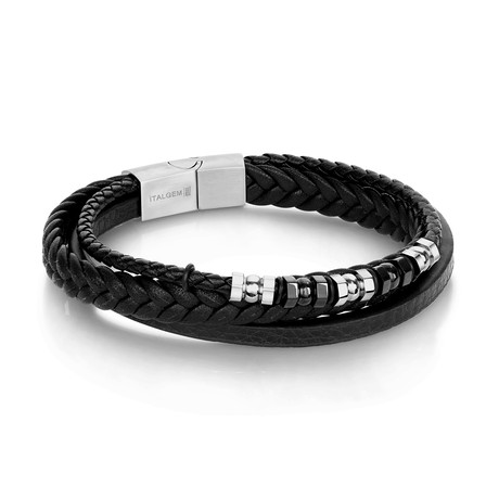 Triple Wrap Bracelet // Black + Silver // S-M