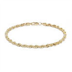 Hollow 14K Gold Rope Chain Bracelet // 4mm // Yellow
