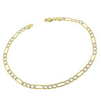 Hollow 14K Gold Figaro Chain Bracelet // 3.5 mm // Yellow + White