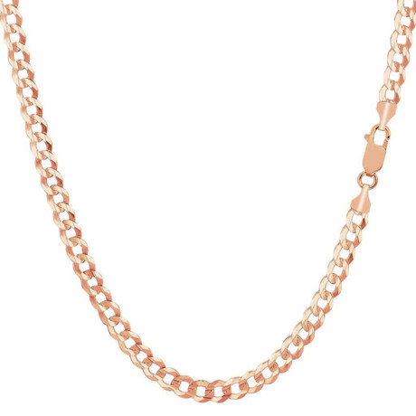 Hollow 10K Gold Curb Chain Necklace // 5mm // Rose (22" // 5.5g)