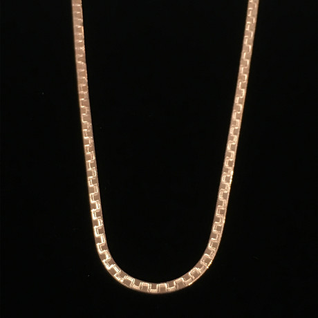 Solid 10K Gold Magic Herringbone + Greek Key Design Necklace // 3mm // Rose