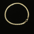 Solid 10K Gold Magic Herringbone + Greek Key Design Bracelet // 3mm // Yellow