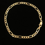 Hollow 14K Gold Figaro Chain Bracelet // 3.5 mm // Yellow