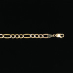 Hollow 14K Gold Figaro Bracelet // 5mm // Yellow + White