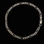 Hollow 14K Gold Figaro Chain Bracelet // 3mm // White