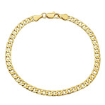 14K Gold Hollow 5MM Curb Cuban Link Chain Bracelet // 8"