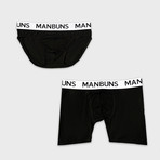 Midnight Solids // 2-Pack Brief and Boxer Briefs // Black (Small)
