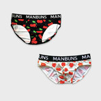 Cherry Bombs + Peachy Peaches // 2-Pack Briefs // Multicolor (Small)