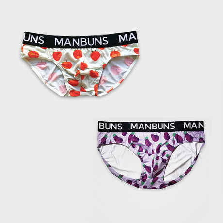 Peachy Peaches + Edgy Eggplants // 2-Pack Briefs // Multicolor (Small)