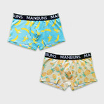 Gone Bananas + Pineapple Paradise // 2-Pack Boxer Trunks // Multicolor (Small)