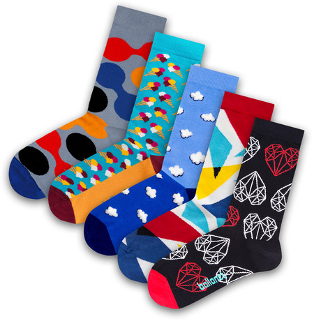 Unisex Socks // Sky Socks // 5 Pack (US: 6-9)