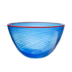 Kosta Boda // Red Rim Bowl // Blue