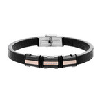 Cubic Zirconia + Leather Bracelet // Black