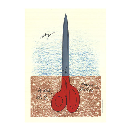 Claes Oldenburg // Scissors as Monument (No text) // 1968 Lithograph