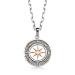 Special Design Compas Necklace // White + Gold (22")