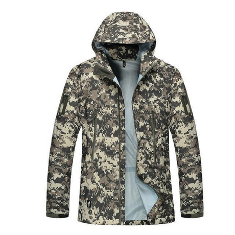 Jacket // Gray + Camouflage Print (XS)