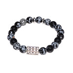 Dell Arte // Moon Stone + Dragon Agate Beaded Bracelet // Black + White