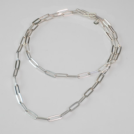 Dell Arte // Sterling Silver Paper Clip Necklace // Silver